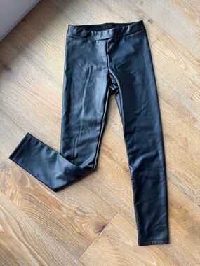 Calzedonia Girls' Black Faux Leather-Look Leggings